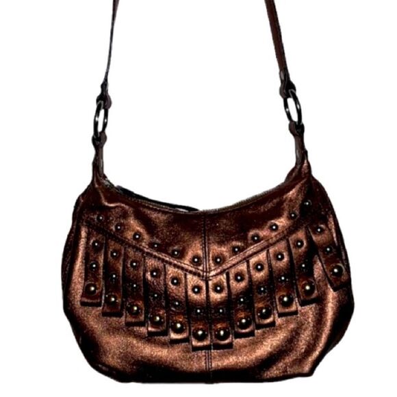 B.Makoswsky Bronze with sliver & Gold accent cross body Bag NWOT - Picture 1 of 11